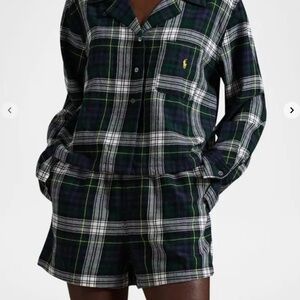 Lauren Ralph Lauren Women’s Plaid Shortie Cotton 2-Piece Pajama Set Sz. S